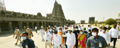 Chief Minister K Chandrasekhar Rao on Monday visited the Yadadri temple Photos