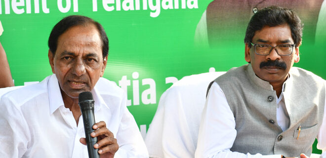 Telangana Chief Minister KCR Press Meet with Jharkhand Chief Minister Hemant Soren in Ranchi