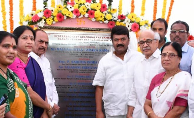 Talasani Srinivas Yadav laid foundation to construction works for new Library at Tarnaka